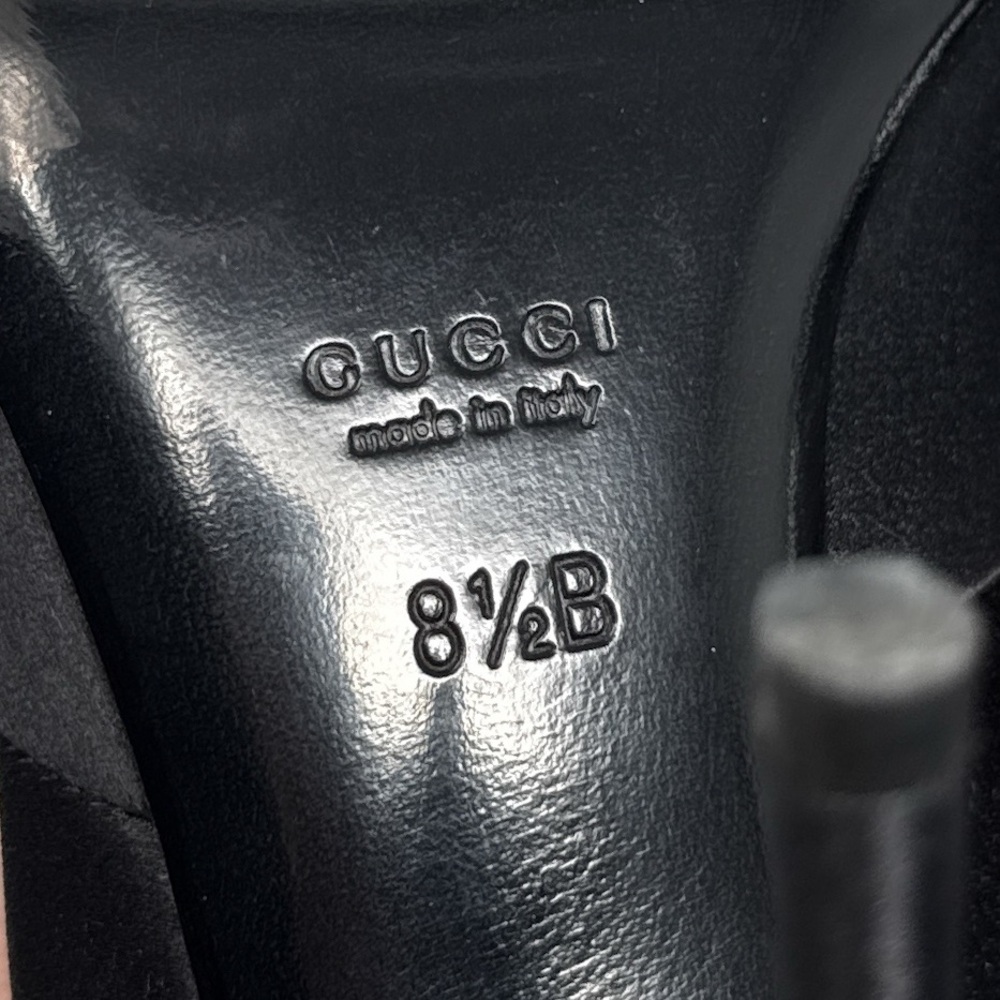 GUCCI Vintage Y2K Silk Satin GG Crystal Embellished Stiletto Heel Pumps Black - Picture 13 of 16
